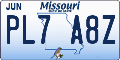 MO license plate PL7A8Z