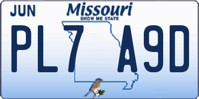 MO license plate PL7A9D
