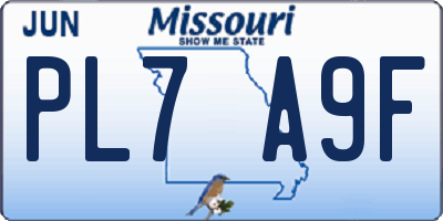MO license plate PL7A9F