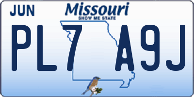 MO license plate PL7A9J