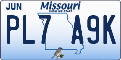 MO license plate PL7A9K