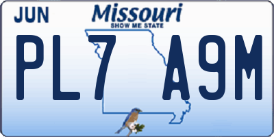 MO license plate PL7A9M