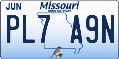 MO license plate PL7A9N