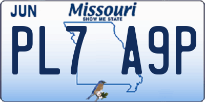 MO license plate PL7A9P