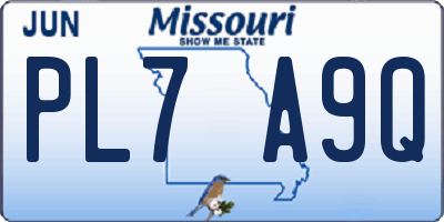 MO license plate PL7A9Q