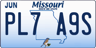MO license plate PL7A9S