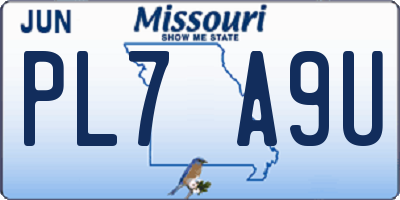 MO license plate PL7A9U