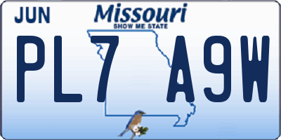 MO license plate PL7A9W