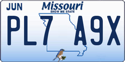MO license plate PL7A9X