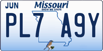 MO license plate PL7A9Y