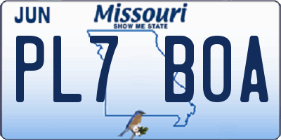 MO license plate PL7B0A
