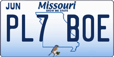 MO license plate PL7B0E