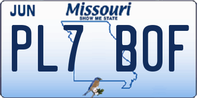 MO license plate PL7B0F