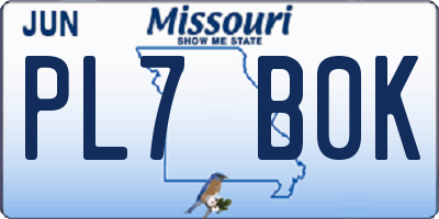 MO license plate PL7B0K