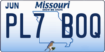 MO license plate PL7B0Q