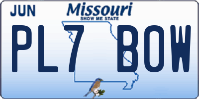 MO license plate PL7B0W