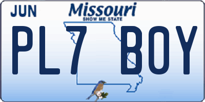 MO license plate PL7B0Y