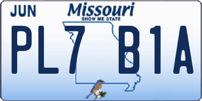 MO license plate PL7B1A