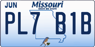MO license plate PL7B1B