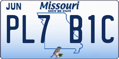 MO license plate PL7B1C