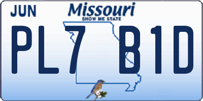 MO license plate PL7B1D