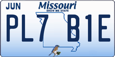 MO license plate PL7B1E
