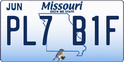 MO license plate PL7B1F