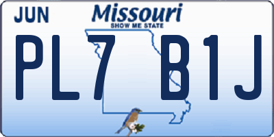 MO license plate PL7B1J