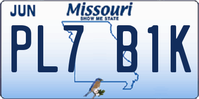 MO license plate PL7B1K
