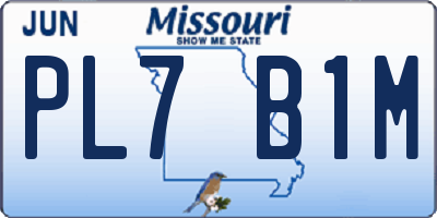 MO license plate PL7B1M