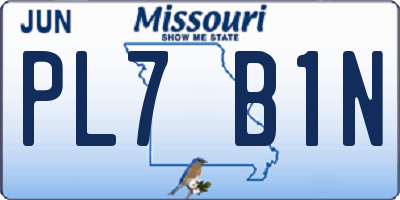 MO license plate PL7B1N