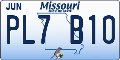 MO license plate PL7B1O