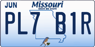 MO license plate PL7B1R