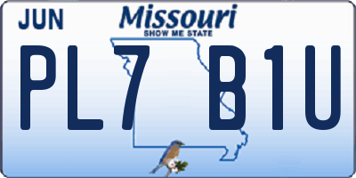 MO license plate PL7B1U