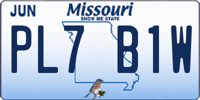 MO license plate PL7B1W