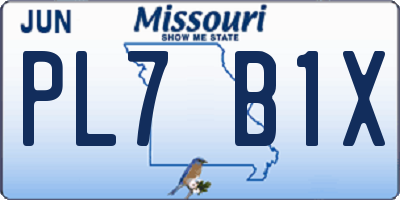 MO license plate PL7B1X