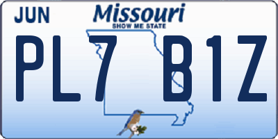 MO license plate PL7B1Z