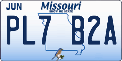 MO license plate PL7B2A
