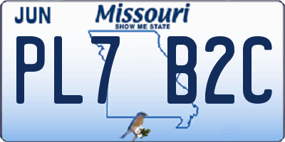 MO license plate PL7B2C