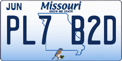 MO license plate PL7B2D