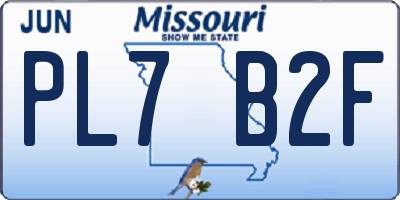MO license plate PL7B2F
