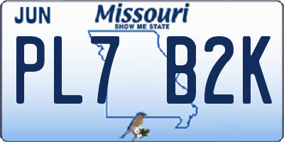 MO license plate PL7B2K
