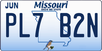 MO license plate PL7B2N