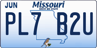 MO license plate PL7B2U