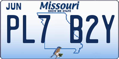 MO license plate PL7B2Y