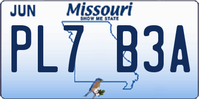 MO license plate PL7B3A
