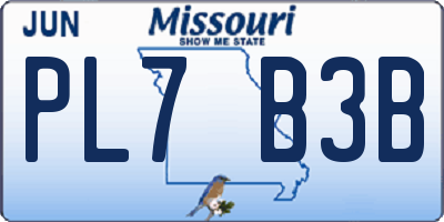 MO license plate PL7B3B