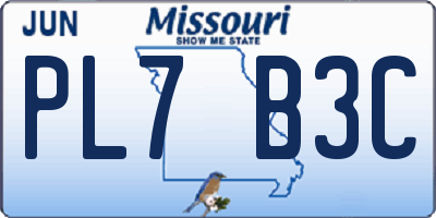 MO license plate PL7B3C