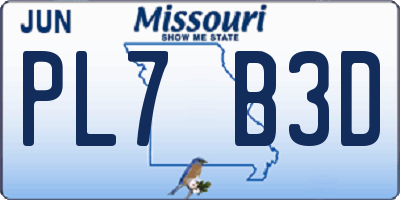 MO license plate PL7B3D