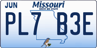MO license plate PL7B3E